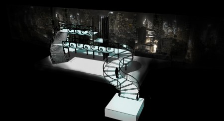 Projekt Melodifestival, Film- och TVscenografi LTU. Förslag på scen till Melodifestivalen, och hur den kan förändras för olika nummer. SketchUp-modell.